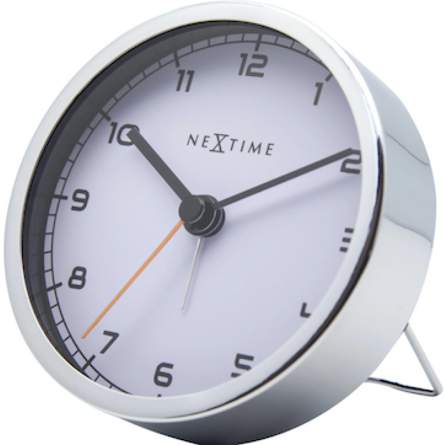 Nextime  Επιτραπέζιο Ρολόι Ξυπνητήρι - 'Company Alarm' - Λευκό - Μεταλλικό - 5194WI Ρολόγια